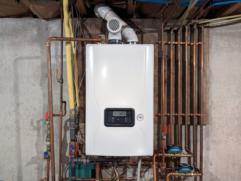 Tankless water heater in basement